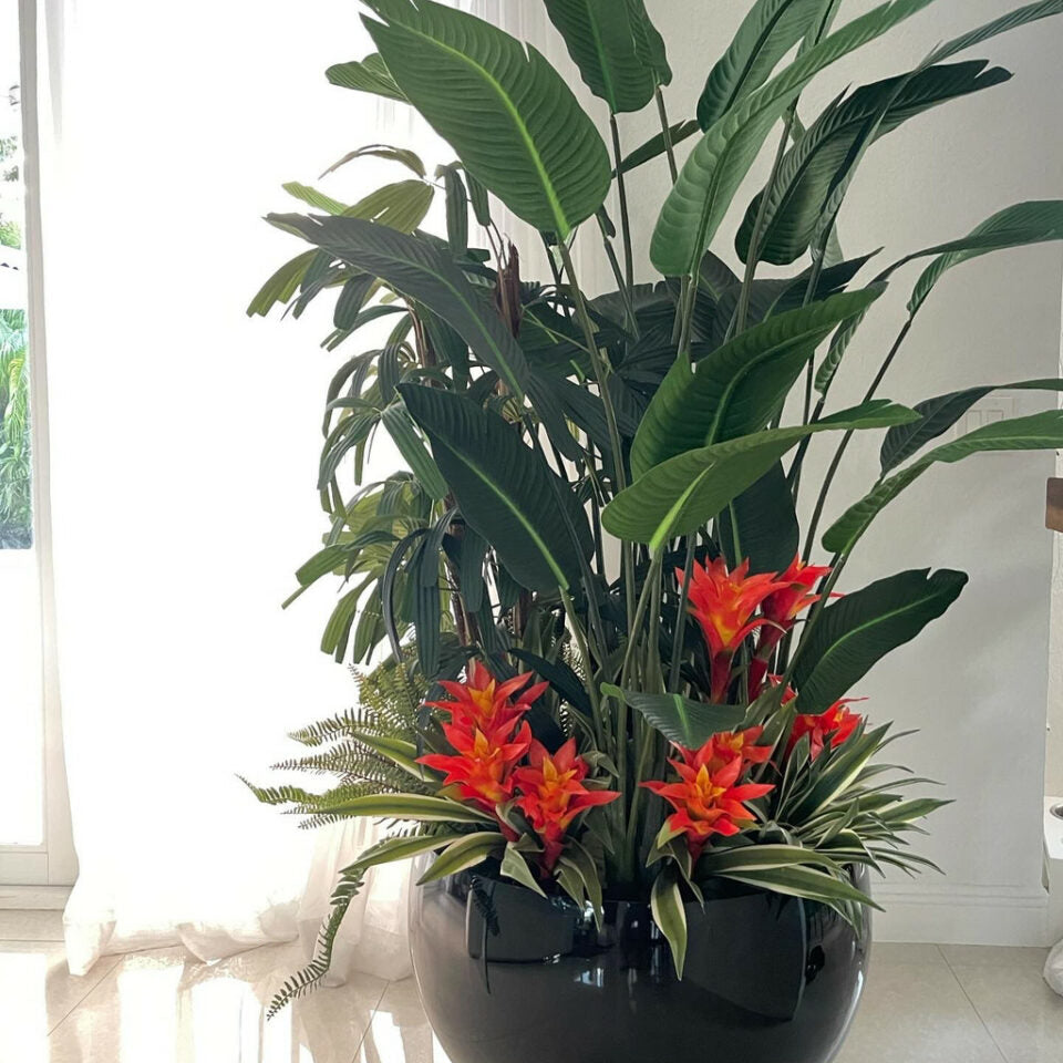 Vaso Boreal Marmorizado - Planta Artificial Decorativa Premium
